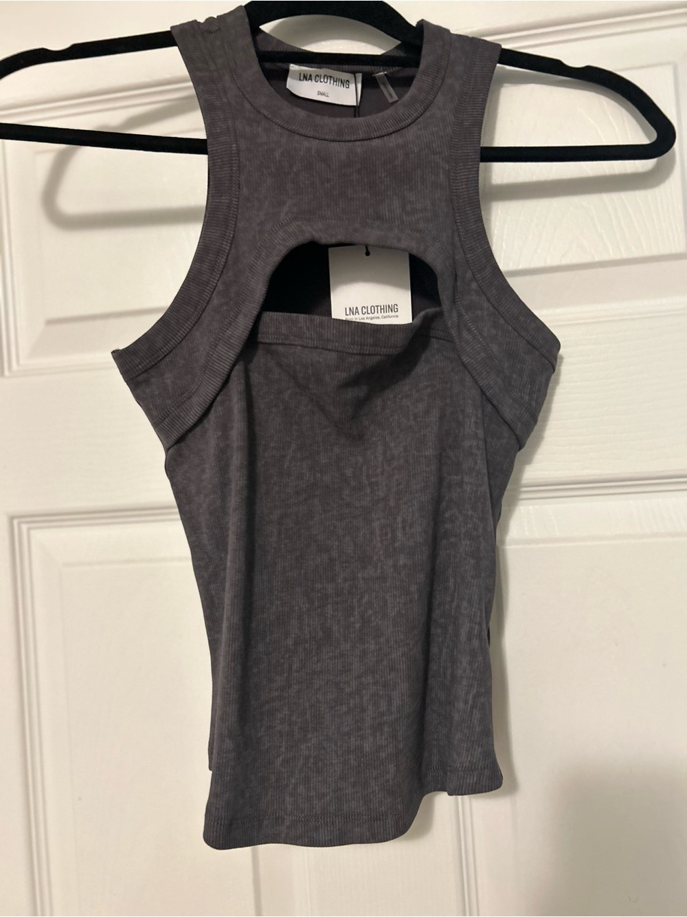 LNA Charcoal Cutout Tank Top NWT